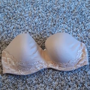 Strapless Nude Bra with Lace